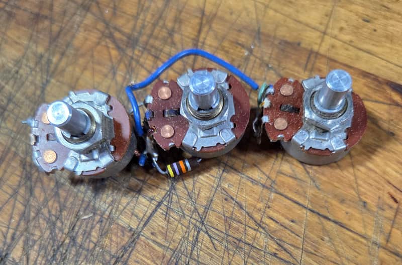 Vintage RARE Three 3 1968 Solid Shaft Potentiometers Fender Telecaster Precision Jazz bass Jazzmaster Jaguar Bubblebee Cap Luthier Guitar Parts #5 image 1