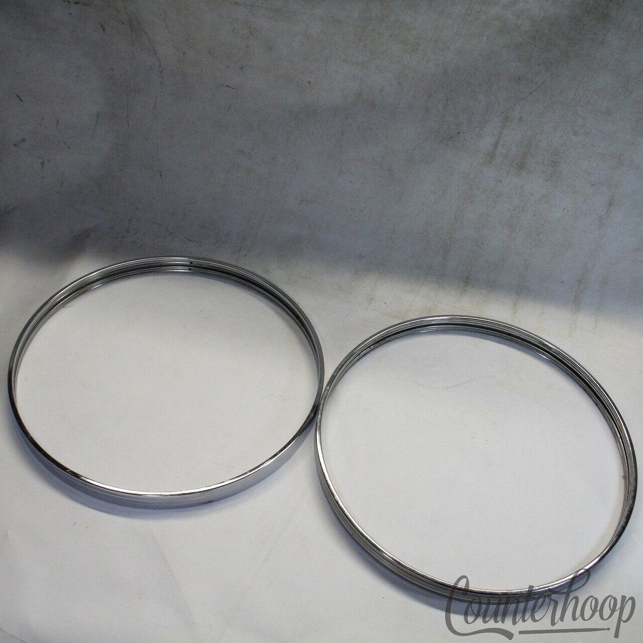 Tama 2x 22" Bass Drum Hoops Steel Metal Rims Vintage 80s Batter/Resonant Japan — main photograph