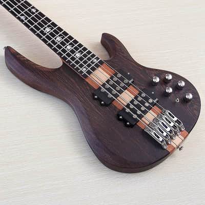 Custom 5 String Bass, Solid Wenge Wood Body, Maple Neck Through image 4