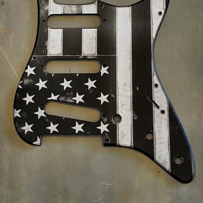 American Flag Pickguard & Tremolo Cover in Gun Metal Gray Acrylic Mirror for Fender Stratocaster SSS, HSS, HSH Setups Available image 1