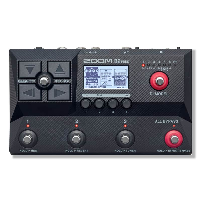 Zoom B2 Four Bass Multi-effects Processor with 104 Effects, 250 Presets, Amp Models, 6 DI Models, 68 Drum Patterns, Looper, USB Connectivity and StreamEye Polishing Cloth image 1