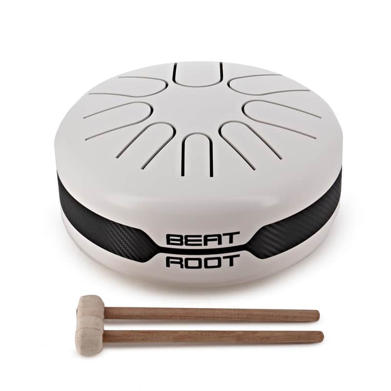 Beat Root Tongue Drum With Built In Pickup White/ Black with mallets image 1