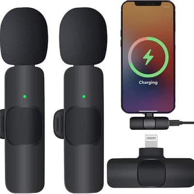 Mini Wireless Lavalier Microphone for iPhone Ipad Tiny Microphone Lapel Mic Plug-Play Small Phone Microphone Cordless Podcast Equipment Bundle for Video Recording/TikTok/Live Stream image 1