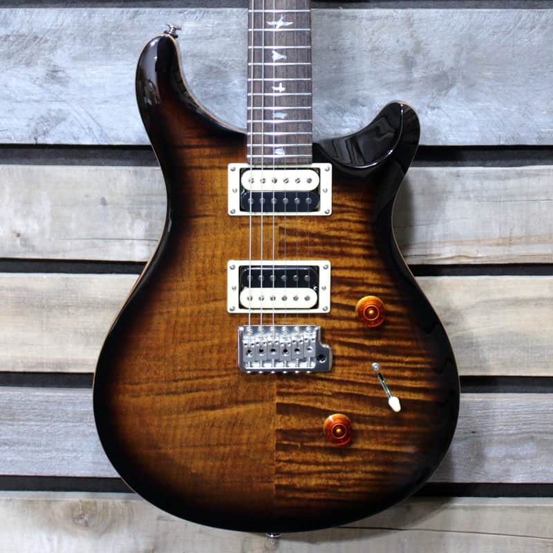 Used (2021) PRS SE Custom 24 Solid Body Electric Guitar Black Gold Burst Finish with Gigbag image 1