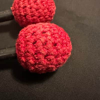 CUSTOM Medium-Hard Crochet Heads Mallets, Red Cord, Black Flexible Shafts, 15.25x1-EXCELLENT image 5