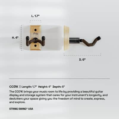 String Swing Guitar Hanger for Electric Acoustic & Bass Guitars Oak Hardwood image 2