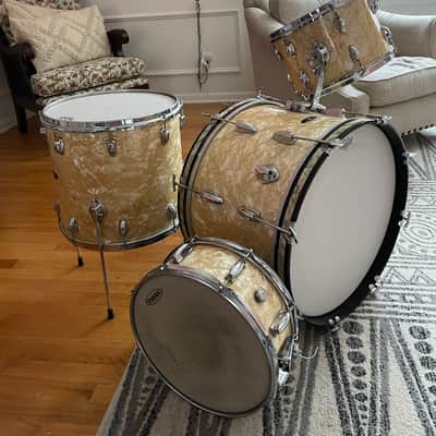 Stewart Drumset MIJ 1960s White Marine Pearl image 1
