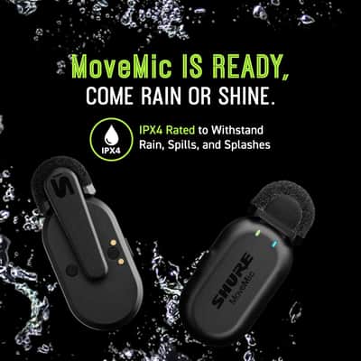 Mint Shure MoveMic Two Kit - Pro Wireless Lavalier Microphones with Camera Receiver for DSLRs, iPhone, Android, Mac & PC, 2 Bluetooth Mini Mics, 24 Hours Charge, IPX4, Portable Clip Lavs (MV-Two-KIT-Z7) image 6