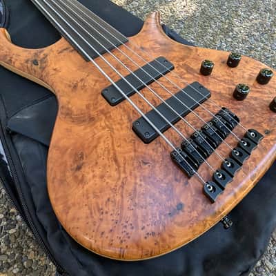 HUMAN BASE Germany Jonas Fretless 6-String Bass - Exhibition Grade Walnut Burl, AAA Flame Maple! image 4