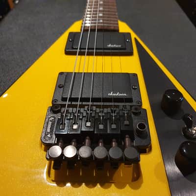 1989 USA Jackson Ontario Custom Shop Randy Rhoads RR1 Flying V Guitar Pearl Yellow Black Bevels OHSC image 11