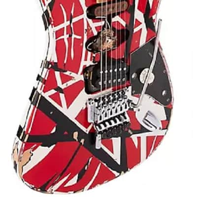 EVH Striped Series Frankie Electric Guitar. Red/White/Black Relic image 3