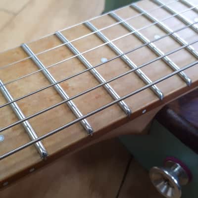 Island Espeto Custom 2020 Natural/Teal Redwood Top, Dual-Pickup Headless Guitar (Mint Condition) image 12