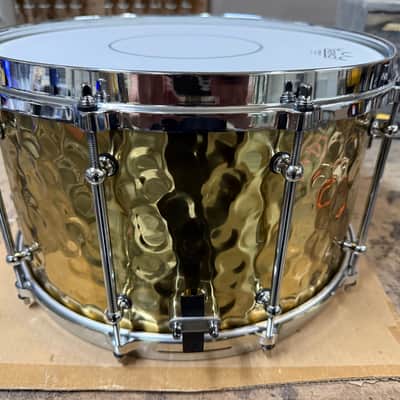 Dallas Drum 14x8 Hammered Brass Snare Drum 2025 - Hammered yellow brass image 5
