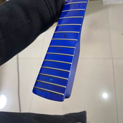 Round stainless steel 22 frets blue gloss finish flame Maple guitar neck tige maple 25.5inch hole 10mm 。 image 7