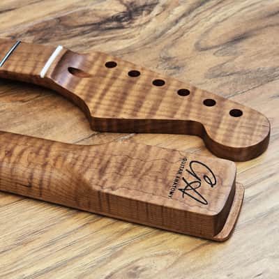 Stratocaster Compatible Roasted Flame Maple Guitar Neck Satin image 11