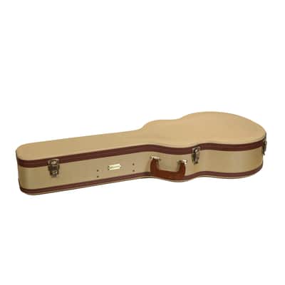 Crossrock Master Series- Wooden OM/Martin 000-14 Fret Acoustic Guitar Case- Security Lock, Genuine Leather Handle, Reinforced Hardware, Metal Feet, Storage Space- Fabric Tweed image 3