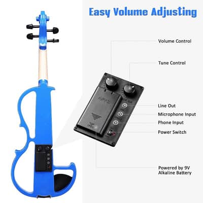 Cxxss 4/4 Violin Electric Violin(right hand)Blue-US image 18