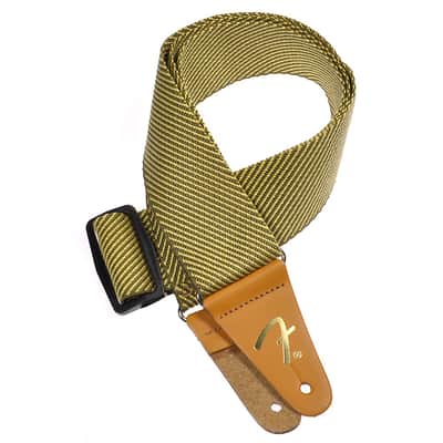 Genuine Fender 2" Vintage Yellow Tweed Adjustable Guitar Strap with F Logo image 2