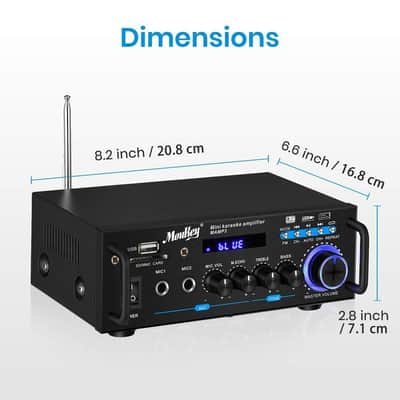 Bluetooth Stereo Amplifier - Desktop Audio Power Amp Receiver with FM Radio, MP3/USB/SD Readers image 4