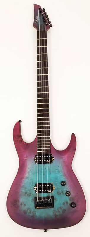 Agile 6 String 30" Scale Baritone Septor Elite 630 Blue Purple Burl Electric Guitar image 1