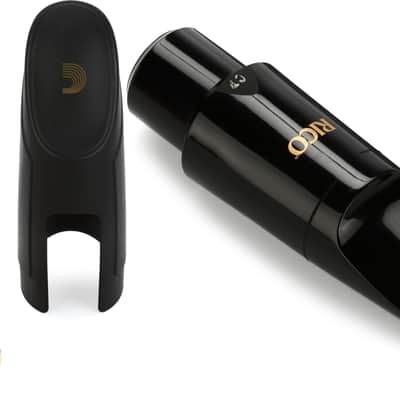 D'Addario HTS1G H Ligature and Cap for Hard Rubber Tenor Saxophone Mouthpiece - Gold  Bundle with D'Addario RRGMPCTSXC7 Graftonite Tenor Saxophone Mouthpiece - C7 image 1