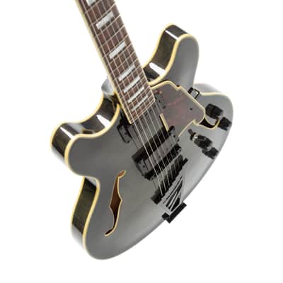 2016 D'Angelico Excel DC Semi-Hollow Electric Guitar w/Stairstep Tailpiece, Grey Black, S16006XXXX image 12