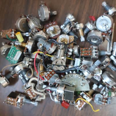 Vintage 1950s-2000s Guitar Parts Lot 300+Pieces Gibson Epiphone MIJ LP Fender Teisco Vox Harmony Bakelite Knobs Tuners 5 Way Switch LP Bridge Electronics Washers Springs Screws Misc Parts Harmony Kay Teisco Acoustic Electric Luither Repair Shop Gold Mine image 3