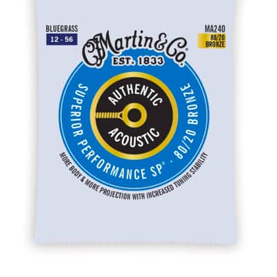 Martin MA240 Authentic Acoustic SP Guitar Strings Bluegrass 80/20 Bronze 12-56 image 1