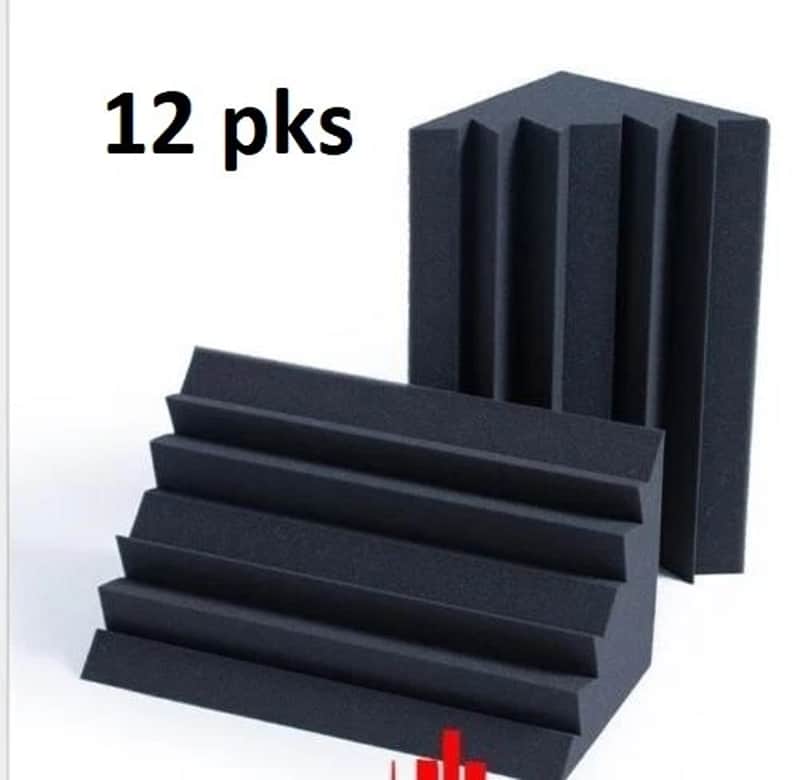 12-Pack 10" x 5" x 5" Acoustic Foam Bass Traps, Corner Sound Absorption Panels for Studio & Room Acoustic Treatment image 1