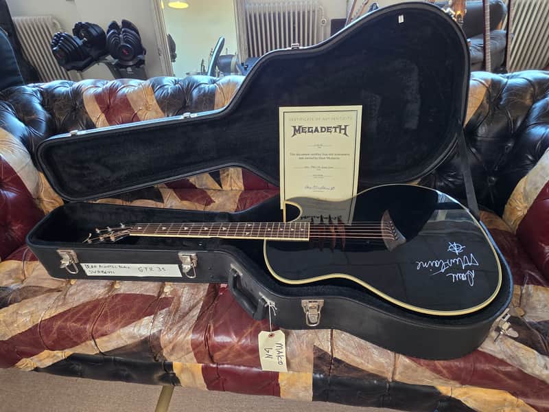 DAVE MUSTAINE's Artist Owned Dean Mako Florentine Acoustic Guitar NAMM, MEGADETH Endgame Album Recorded, Vevo Unplugged Concert Tour Played - Signed image 1