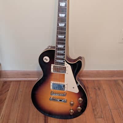 Epiphone Les Paul Standard 50’s Guitar in Bourbon Burst over a Flame Maple Top with Locking Hard Shell Case (with key). Very Good Condition. Fresh professional set up. Made in 2020. image 2
