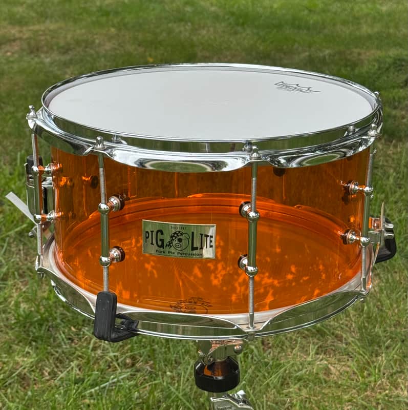 Pork Pie Pig Lite Amber Acrylic Snare Drum – 13" x 7"