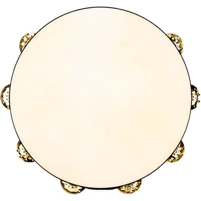 MEINL Vintage Goat-Skin Wood Tambourine Two Rows Brass Jingles Walnut Brown 10 in. image 2