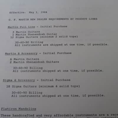 Vintage 1984 C. F. Martin New Dealer Purchase Requirements Letter! Super Rare, Original Case Candy! image 2