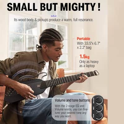 SPECIAL OFFER!! Donner HUSH-I Guitar ~ Black image 4