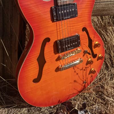 Semi-Hollow Orange Burst Seymour Duncan P-Rails w/Triple Shot Mounting Rings image 2