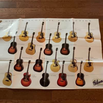 Gibson Fold Out Brochure B.B King Poster 90’s J-200 100 Xtra 30 45 chicago 35 SJ 30 Blues King Electro L-00 image 6