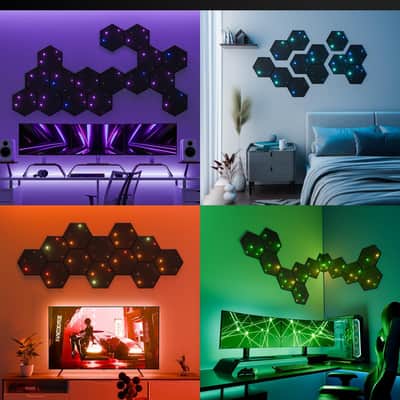 12 Pack Self-adhesive Sound Proof Foam Panels for Walls 12" X 10" X 0.4" - Hexagon Acoustic Panels with Fiber Optic Starlight, Stylish Soundproof Wall Panels Absorb Noise and Wall Decor Black image 7