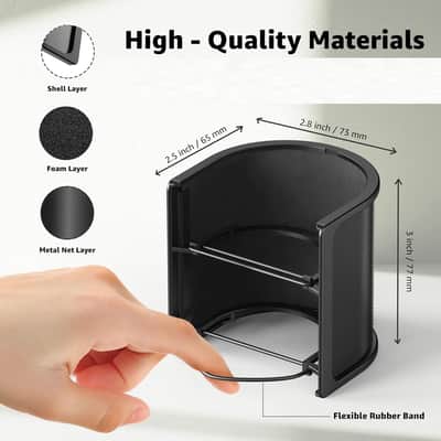Microphone Pop Filter, Mic Pop Screen with Metal Mesh and Foam Filter, Handheld Mic Windscreen Cover Pop Shield, Noise Shield Microphone Accessories for Podcasts Recording Vlogging Streaming. image 2