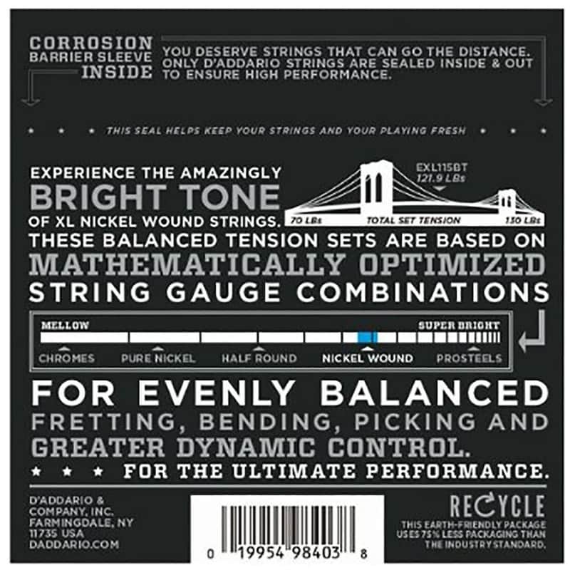 D'Addario EXL115BT Nickel Wound Electric Guitar Strings, Balanced Tension Medium Gauge image 3