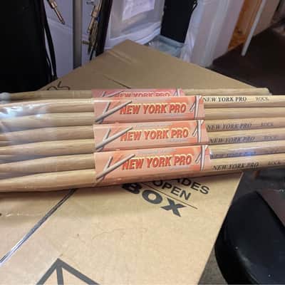NEW OLD STOCK drum sticks ROCK Nylon Tip - New York Pro Solid Hickory Drumsticks image 1