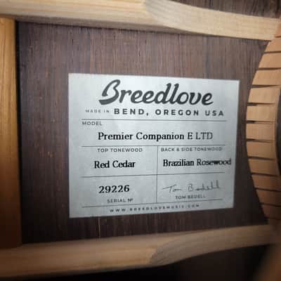 Breedlove Premier Companion E Brazilian LTD USA made With OHSC Free Shipping image 15