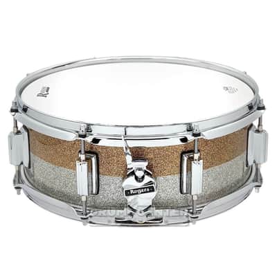 Rogers Powertone Limited Edition Snare Drum 14x5 Gold/Silver Two-Tone Lacquer image 2
