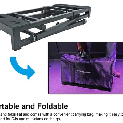 Rockville PKS44 2-Tier Keyboard/DJ Stand+Table Attachment+Gooseneck Mic Stand image 3