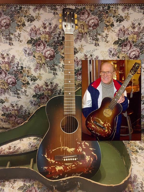 all-original 1943 Harmony Melody Ranch Gene Autry parlor acoustic vintage western cowboy guitar, parlour image 1