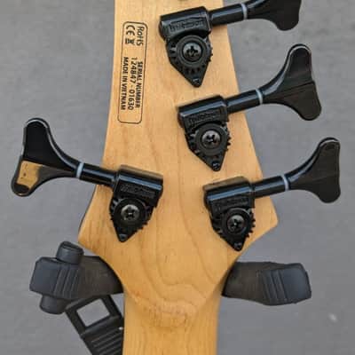 RedSub Coliseum Fanned Fret 5-String Bass, Blue Burl Burst w/EMG's & Upgrades image 4