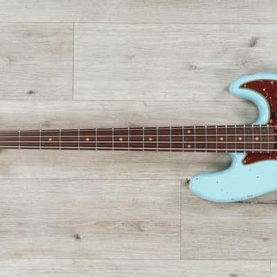 Mint Fender Custom Shop 1961 Jazz Bass Heavy Relic, 3A Rosewood Fingerboard, Faded Aged Daphne Blue image 6