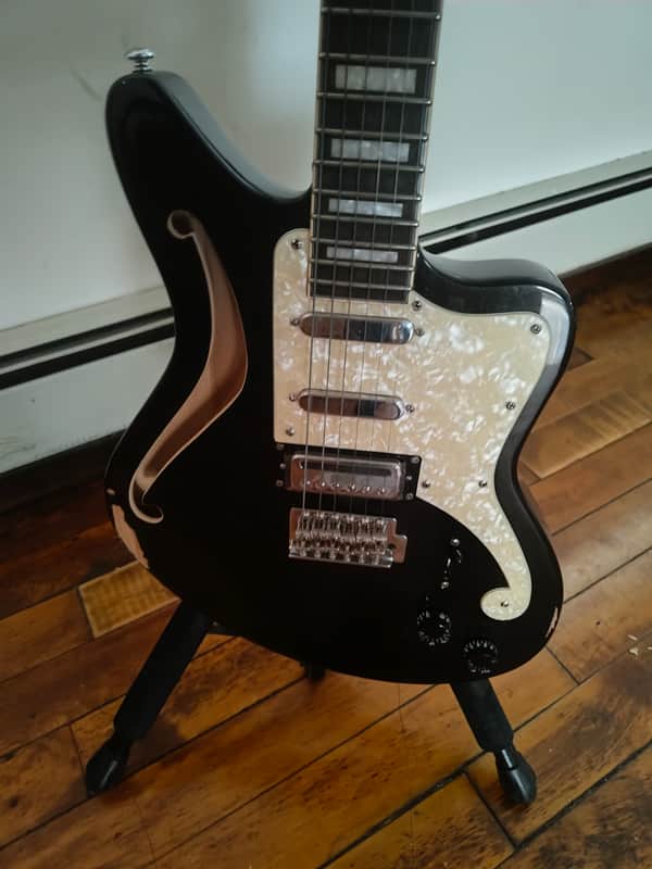 D'Angelico Premier Bedford SH Semi-Hollow Guitar - Black Flake image 1