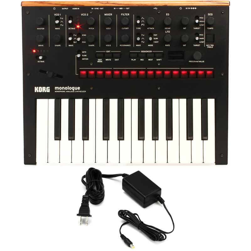 Korg monologue Analog Synthesizer with 9V Power Supply - Black image 1