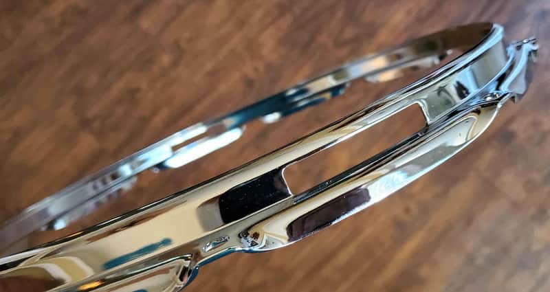 awdrums Stick Saver - Chrome 2.3mm 14” 10-Hole Snare RESONATE SIDE Hoop image 1